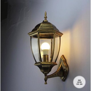 歐風戶外壁燈 鋁材庭院燈 陽台走廊花園外牆燈, 古銅色 (清玻璃),中號 (45cm)