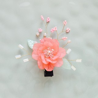 BEEU 비유 분홍 꽃가지 매화꽃 한복 머리핀 노리개 뒤꽂이 비녀 브로치 집게핀 똑딱핀 명절 설 추석 돌잔치 혼주 예식용 한복 올림머리 비녀 헤어핀 머리장식 장신구 헤어악세사리