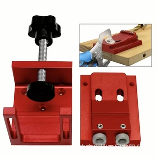 1세트 탈착식 포켓 홀 지그 키트 경사 드릴링 포지셔너 알루미늄 합금 목공용 사선 펀치 로케이터, 01 RED