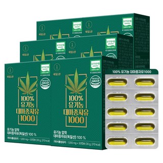 매일1분 100% 유기농 대마종자유 식약청인증 1000 냉압착 캡슐, 6개, 30정