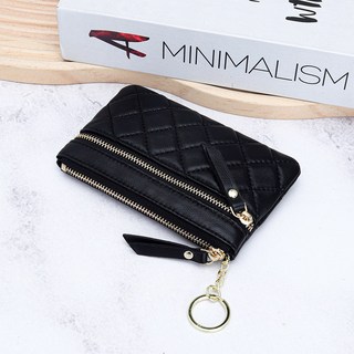 真皮短款零錢包女士新款羊皮繡花菱格小香風小卡包證件鑰匙收納包手拿包零錢包錢夾短夾長夾男生錢包女生錢包學生錢包