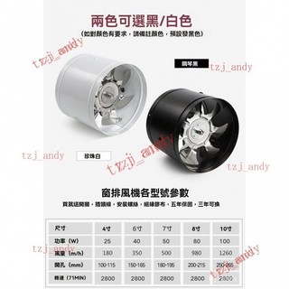 附發票 圓形PVC管道風機 廚房抽油煙排氣扇 靜音強力艾灸換氣扇 衛生間通風, 黑色,12寸開孔300mm（送調速器）