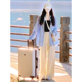 秋裝新款鹽系穿搭三件套裝 活潑減齡網紅炸街襯衫套裝 時尚日韓風格女神套裝, 藍色襯衫+黑色內搭【微胖顯瘦/爆款/法式,XXL【推薦67.5-75.0公斤】時尚