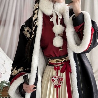 薈萃樓 紅塵客冬季宋製漢服女日常款百迭裙 加絨加厚圓領琵琶袖【潮胖穿搭】