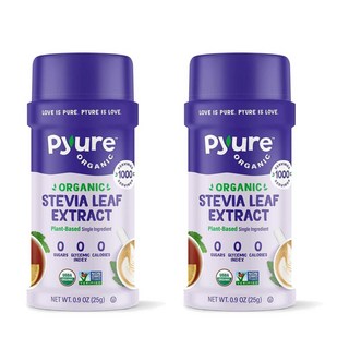 (미국직배) 퓨레 피어 스테비아 리프 추출물 설탕 대체 0칼로리 무설탕 25g 25g 2개 Puree Pyure Organic Stevia Powder Extract | 100%