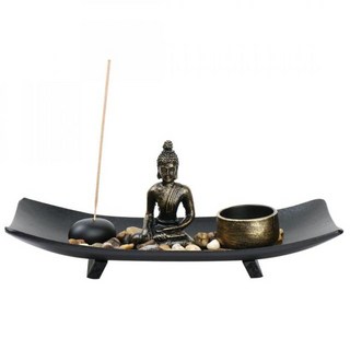 약사여래불 불경 지장보살 약사여래 불상 삼존불 점상 오방기 삼재염주 관세음보살상 석가모니불 약사여래 아미타경 금강경사경 불경 빈티지 부처님 모래 테이블 향 버너 인형 미니어처, 밝은 회색, 1개