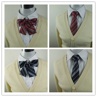 JK制服戀愛柄條紋領結領帶 兩色可選 學生校園制服配件 免打領結自打領帶