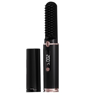 無線負離子直髮梳，快速加熱，多段溫控，直捲兩用，便攜式造型神器, 1個, 氣質黑