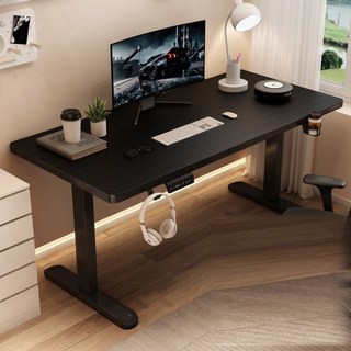 MGSHOP 電動升降桌120CM 電腦桌 辦公桌 書桌 兒童升降桌(E1實木顆粒板), 雙機芯黑色