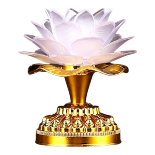 昱晶閣 蓮花燈造型經典款53首念佛機 七彩佛前供佛 阿彌陀佛淨土念佛, 1個, 普通款 白色, 白色