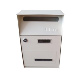 磨砂信箱(贈5mm貼片) 郵件箱 信報箱 家用信箱 密碼信箱 簡易信箱, 白色-鑰匙鎖款