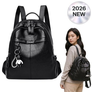 VELNIO 여성 PU 가죽 백팩 경량 대용량 멀티포켓 데일리 가방