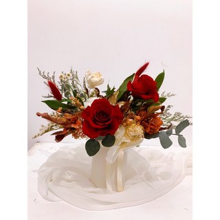 冬日溫柔 紅花花盆 韓系 永生花乾燥花 節日禮物
