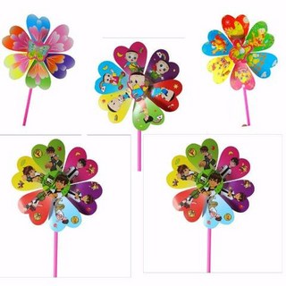 復古亮色兒童手拿風車，傳統老北京風車，戶外公園裝飾, 1個, 小六朵風車隨機1個