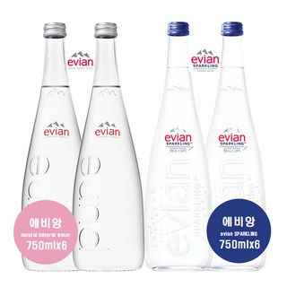 에비앙 스파클링 750 6개&에비앙 로스카 750 6개(1박스), 12개, 750ml