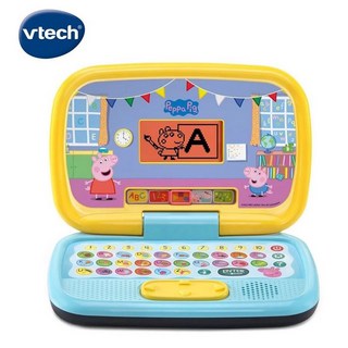 Vtech 粉紅豬小妹互動學習小筆電 正版公司貨 佩佩豬玩具 兒童筆電 字母 單字 數字 遊戲 音樂 短語, 1個, 黃藍