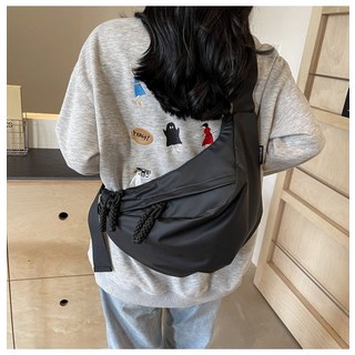 大容量運動騎乘餃子斜背包, 黑色大號