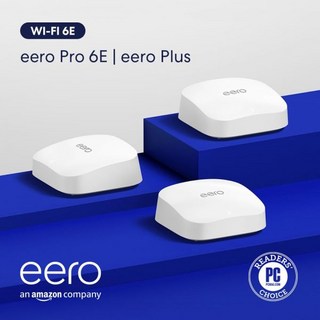 라우터 데이터 보호 원격 접속 eero Pro 6E 메시 와이파이 모델 2.5Gbps의 인터넷 요금제 2000평방피트의 커버리지 지원 100개 이상의 디바이스 연결 1팩 210, 3-pack, with 1 month free eero Plus