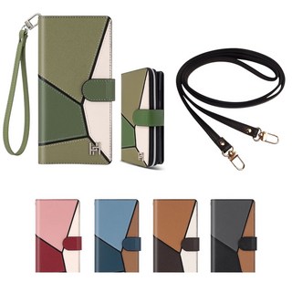 갤럭시A16 케이스 SM-A166L 천연 소가죽 뉴랑떼즈 (콤타나비) (지퍼) (손목 스트랩 + 심플롱 목걸이 줄 세트) 카드 지폐 수납 포켓 지갑