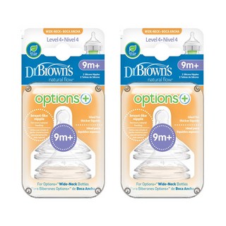 닥터브라운 와이드넥 옵션스 플러스 젖꼭지 2P, 4단계(2개입), 2개
