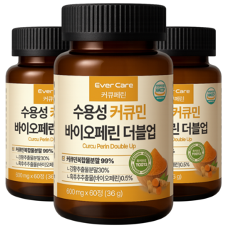 커큐페린 수용성 커큐민 바이오페린 국내특허원료 함유 정제형 강황, 3개, 60정