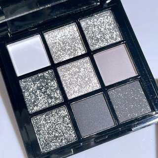 煙熏妝眼影盤 舞台妝 歐美朋克灰黑色眼影 冷系微醺九色眼影盤 甜酷暗黑煙薰妝眼影 珠光啞光黑天鵝水泥眼影盤, 1個, 黑天鵝九色眼影