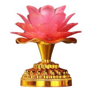 昱晶閣 蓮花燈造型經典款53首念佛機 七彩佛前供佛 阿彌陀佛淨土念佛, 1個, 普通款 粉色, 粉色