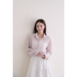 性感尤物 後交叉綁帶透膚短版襯 綁繩 透紗 美背 露背 小性感 防曬襯衫 *4色-E00606006, 04-淺灰