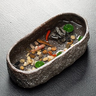 미미네아쿠아 미니연못 천연가습 돌무늬 금붕어 수반어항 (31.5cm), 단품