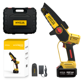 효자 무선 전기톱 21V 14cm 체인톱 충전식 충전 전동 가정용 미니 소형 나무 가지치기, 1세트, 본품 + 배터리1개