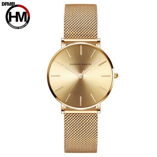 DFMEI 日本機芯編織網帶防水石英錶 女式手錶36mm簡約大三針dw女士手錶