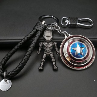 漫威 復仇者聯盟 鋼鐵人 蝙蝠俠 鋼鐵人鑰匙圈吊飾, 美盾可轉亮色鋼鐵俠人偶+繩, 1個