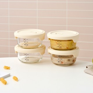 [모던하우스] 내열유리 실리콘 스팀홀 이유식용기 220ml 4p세트 눈금포함 KC0525010