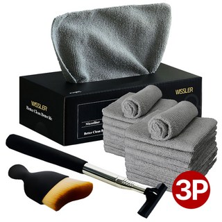 위슬러 2세대 실내 차량 청소 3종 극세사타월 초미세모브러쉬 사이드미러 스퀴지 세차 키트, WSL1007-A, 1개