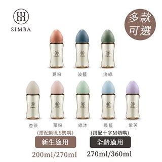 小獅王辛巴 蘊蜜鉑金PPSU寬口防脹氣奶瓶 (200ml/270ml/360ml) - 全齡/新生適用, 1個, 晨藍 200ml 圓孔S奶嘴