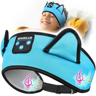 Boodlab 아동용 헤드폰 헤드밴드 유아 아이패드용 아기 유선 재생 기능이 있는 블루투스 유아 헤드폰 3.5mm 잭 남아 및 여아용 비행기 여행 필수품 165812, Blue
