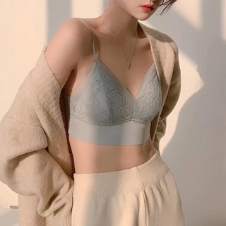 夏季法式蕾絲吊帶內衣薄款無鋼圈舒適美背三角杯胸罩透氣無痕文胸