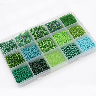 비즈 공예 재료 만들기 세트 DIY 키트 15칸 시드비즈 막대비즈 반지 팔찌 크리스탈 스팽글, B1129. 스마라딘, 1세트