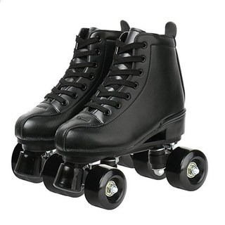 인라인스케이트 2열 롤러 스케이트화 남녀 화이트 반짝반짝 롤러스케이트 초보자, 흑색 + 검은 바퀴 (빛나지 않음), 1개