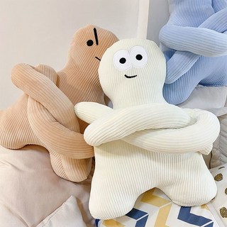 貝貝 臥室高顏值新款抱枕 ins風網紅人形創意搞怪異形枕頭 沙發客廳靠墊呆萌星人靠枕, 天藍呆萌人,55cm