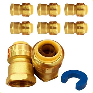 Easierhythm 파이프 커넥터 주변부속 커플링 수도커넥터 직선 배관 피팅 FNPT 암 어댑터 푸시 투 커넥트 PEX 구리와 분리 클립 포함 CPVC HDPE 구리용 3 4, Easierhythm 파이프 커넥터 주변부속 커플링 수