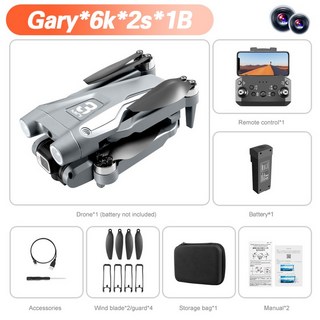 레노버 오리지널 Z908 프로 맥스 드론 8K 프로페셔널 HD 듀얼 카메라 브러시리스 모터 WIFI FPV RC 접이식 쿼드콥터 헬리콥터 장난감, [02] Grey-6K-2S-battery1