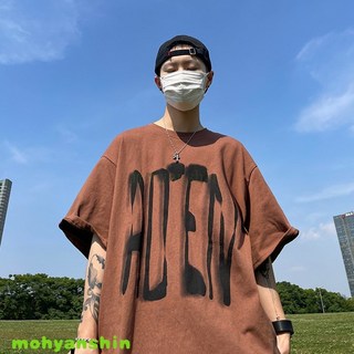 Oversize短袖T恤男夏季薄款冰絲落肩體恤高街美式潮牌情侶裝半袖宽松潮流街头风 日常百搭必备