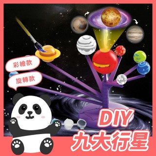 DIY九大行星觀察投影儀，彩繪星球組裝科學玩具，動力行星STEM教具，探索八大行星奧秘, 1個, 旋轉組,新品