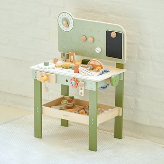 폴라비 유아 원목 공구놀이 세트 드릴 장난감 대형 테이블 역할놀이 3세 4세 5세 교구, 1개