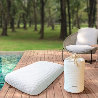 잇잉 캠핑 베개 휴대용 메모리폼 배게, 1개, 화이트(베개+파우치)
