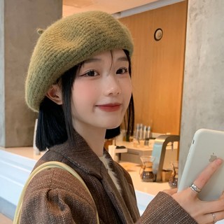 秋冬貝雷帽 韓版時尚小臉毛絨帽 日系百搭大頭圍蓓蕾畫家帽