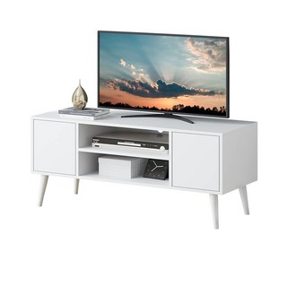 簡約風純白電視櫃 客廳收納櫃 影音櫃，現代簡約，多功能收納，易於清潔, White