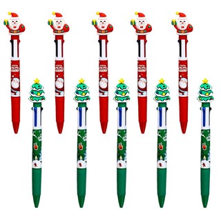 크리스마스 캐릭터 4색 칼라 볼펜 개별포장, 10개