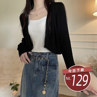 韓版小坎肩長袖防曬外套 女裝上衣 輕薄透氣 台灣發貨, 【J276】黑色